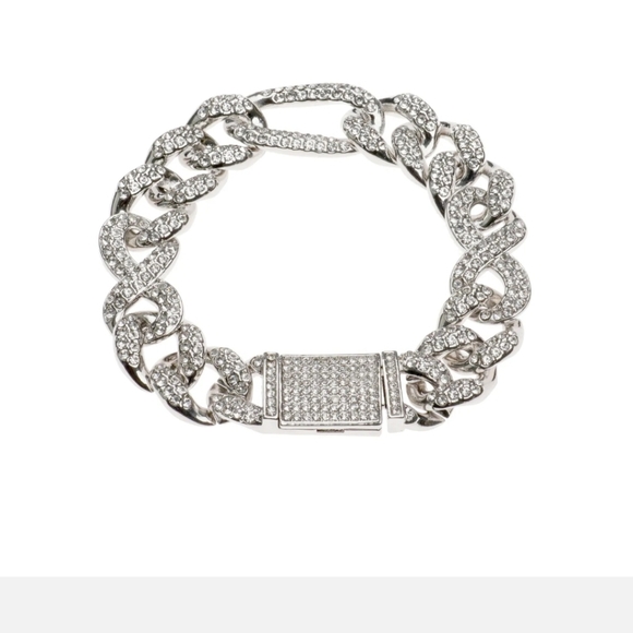 BRAND NEW MENS CUBAN 8 inch RHINESTONE 22 mm THICK BRACELET - Picture 2 of 8